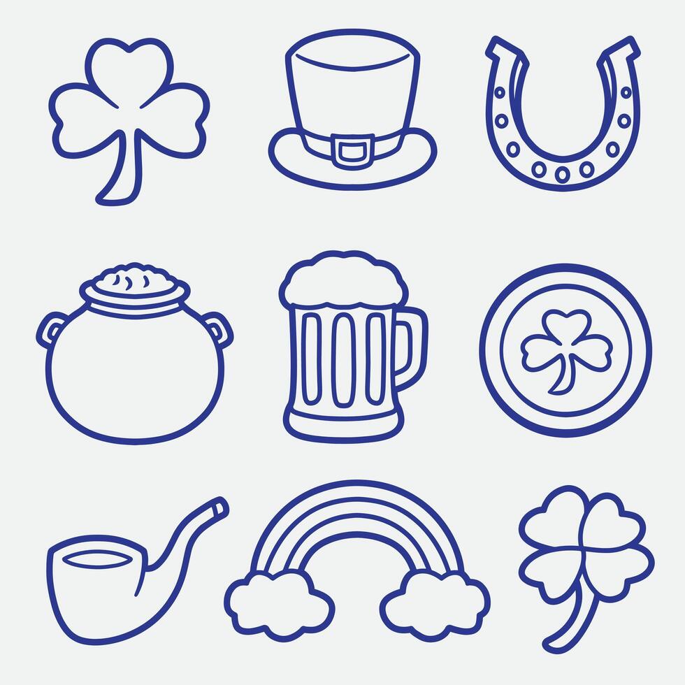 set of St. patrick day with outline good for icon, element design, print design, badge, etc vector