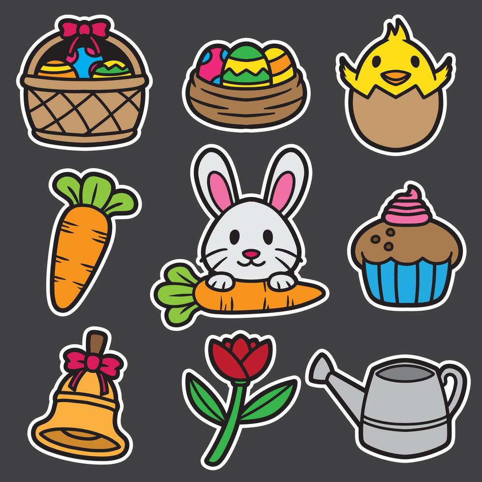 set of easter good for sticker, print design, element design, etc vector