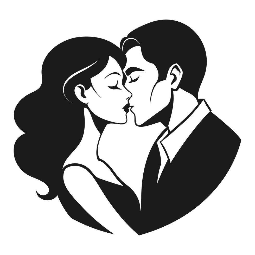 Icon of a romantic couple kissing vector