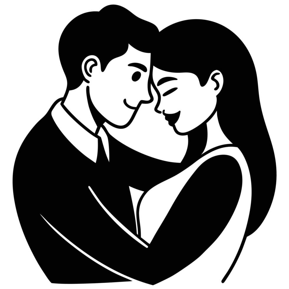 Elegant silhouette of happy couple in romantic embrace vector