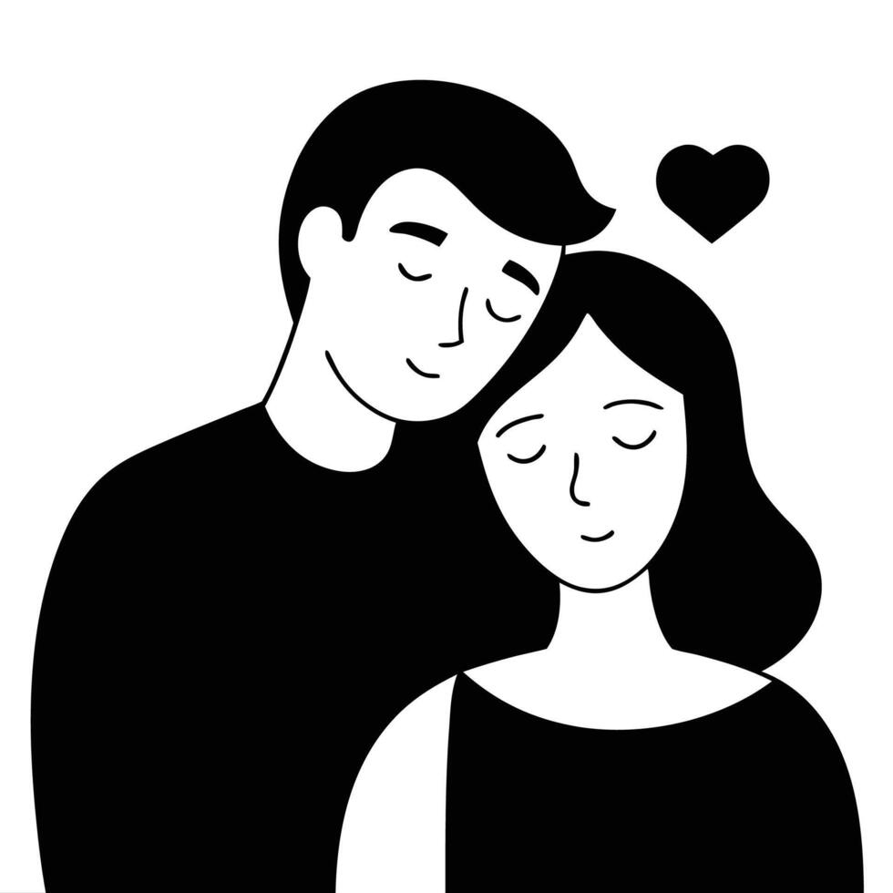 Minimalist monochromatic silhouette of romantic love vector