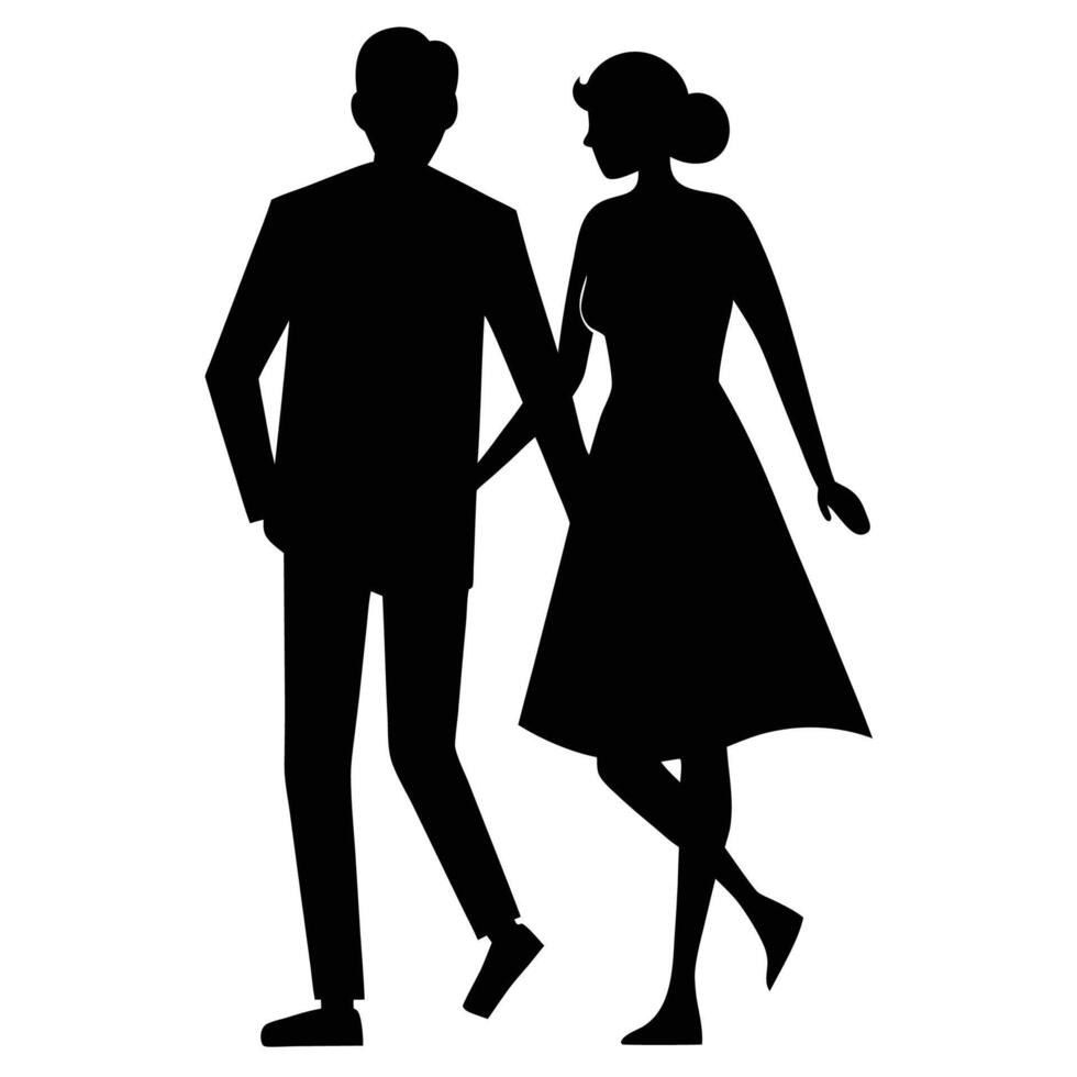 Illustration of a loving couple on a walk vector