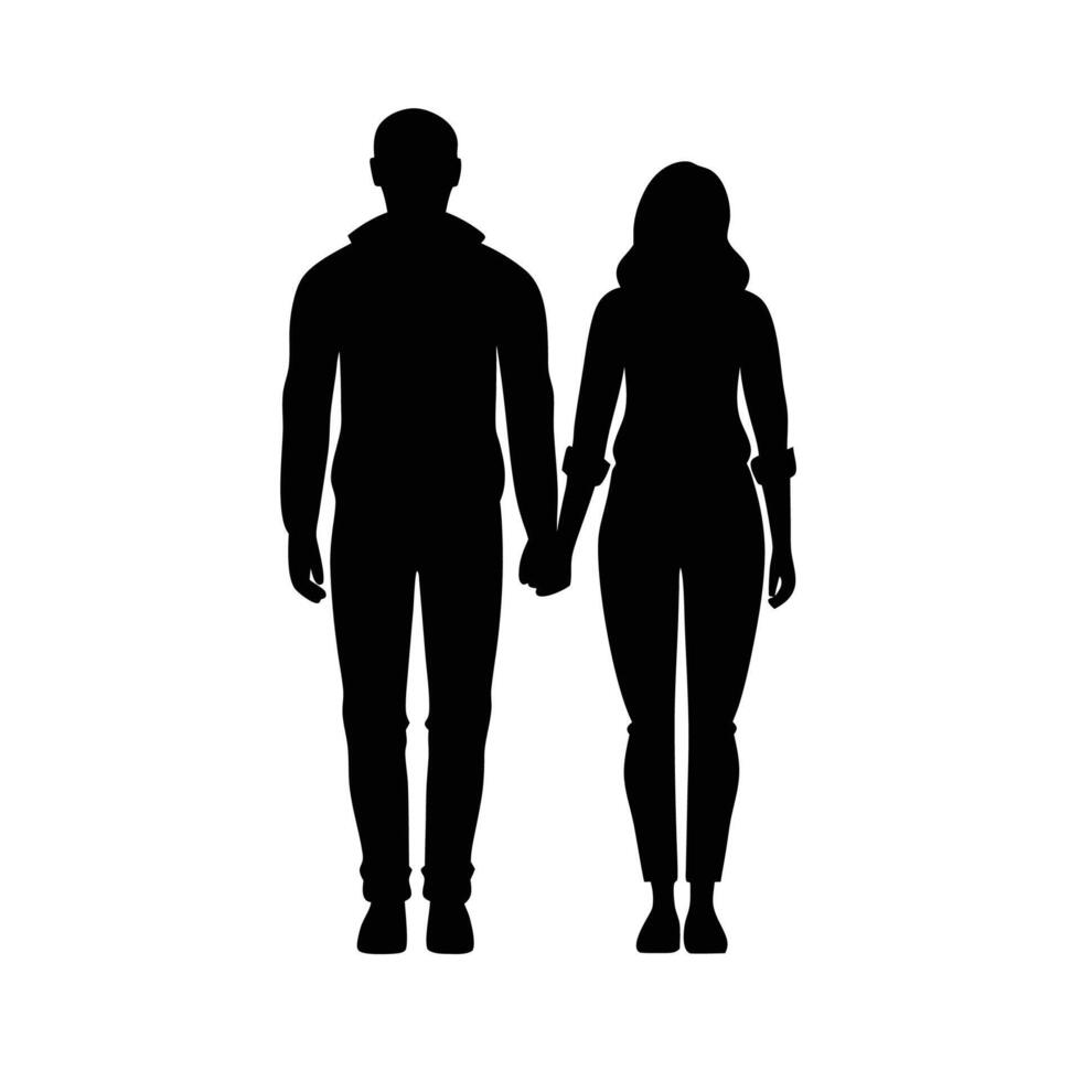 Romantic lovers' silhouette sketch vector