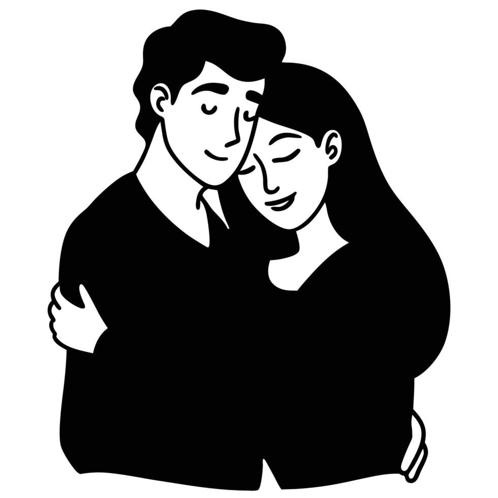 Artistic silhouette of happy couple sharing affection vector