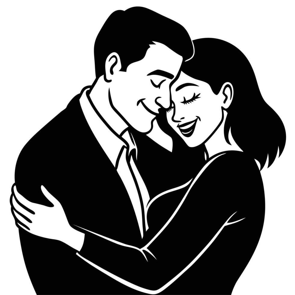 Stylized silhouette of couple sharing heartfelt love vector