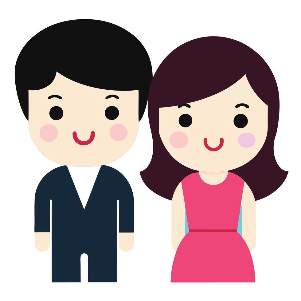 Creative clipart illustration of a cute couple in unity vector
