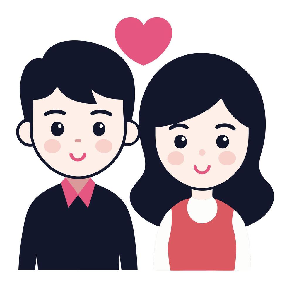 Creative cartoon clipart of a cute couple in love vector