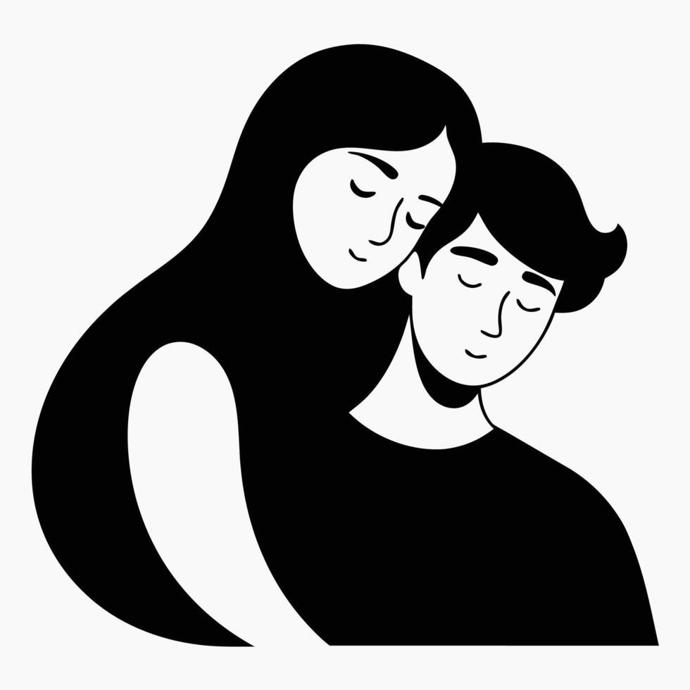 Artistic silhouette of a couple showcasing romantic bond vector