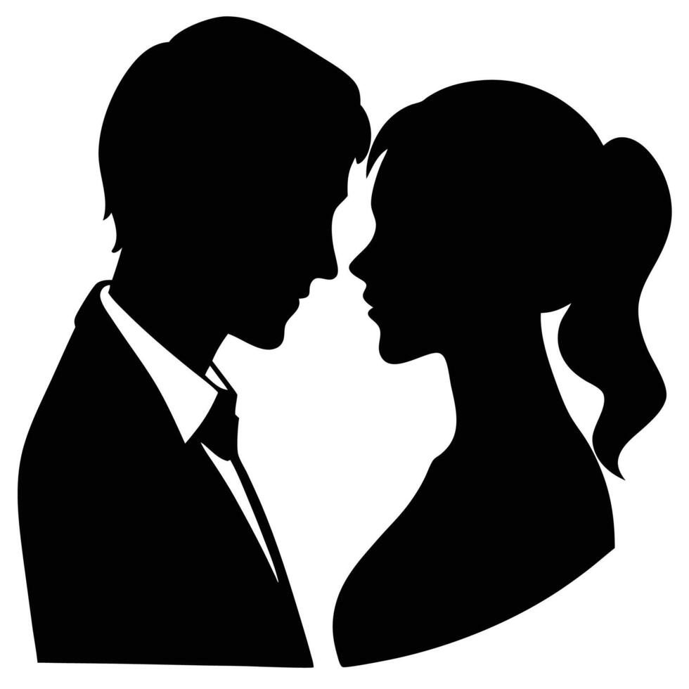 Stylized silhouette of a couple crafting love vector
