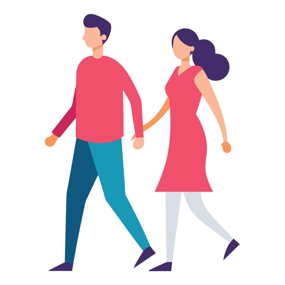 Silhouette of Lovers Couple Walking in Romantic vector