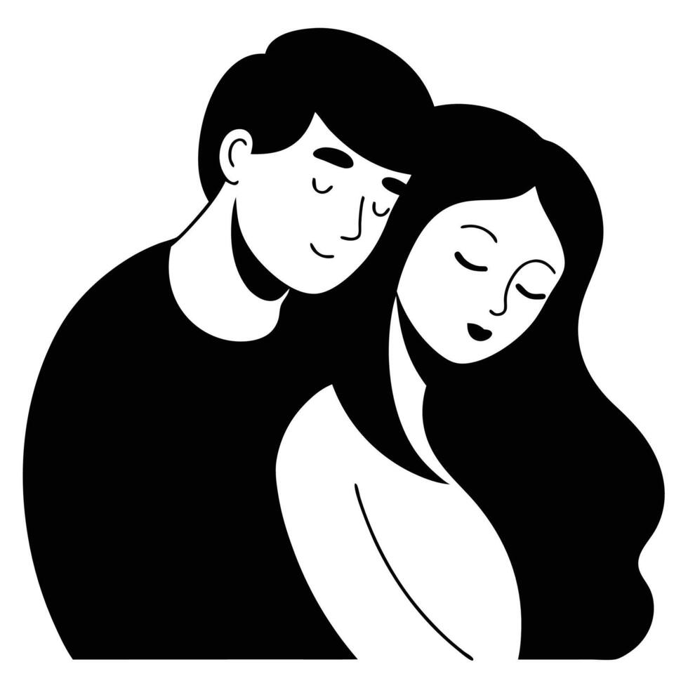 Stylish couple silhouette showcasing romantic connection vector