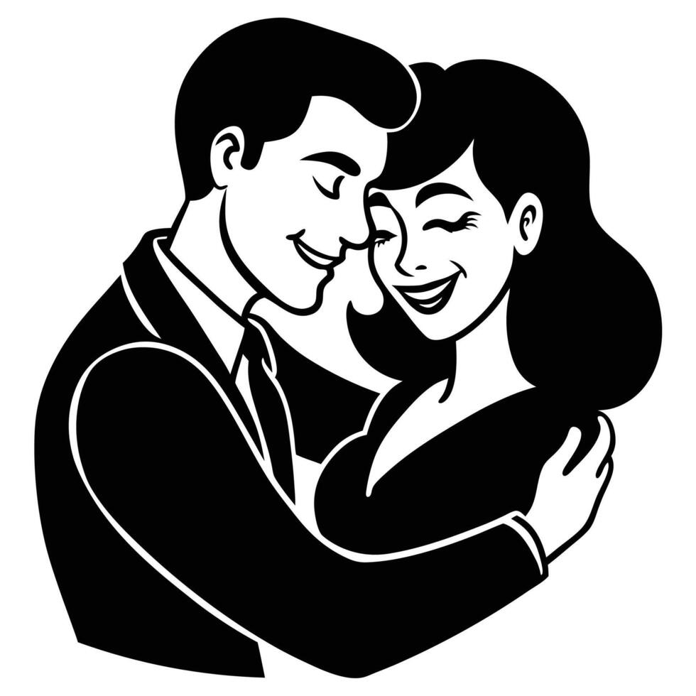 Creative silhouette of couple symbolizing love and unity vector