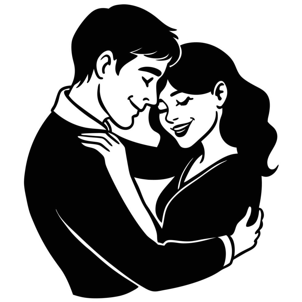 Minimalist art of smiling couple sharing heartfelt unity vector
