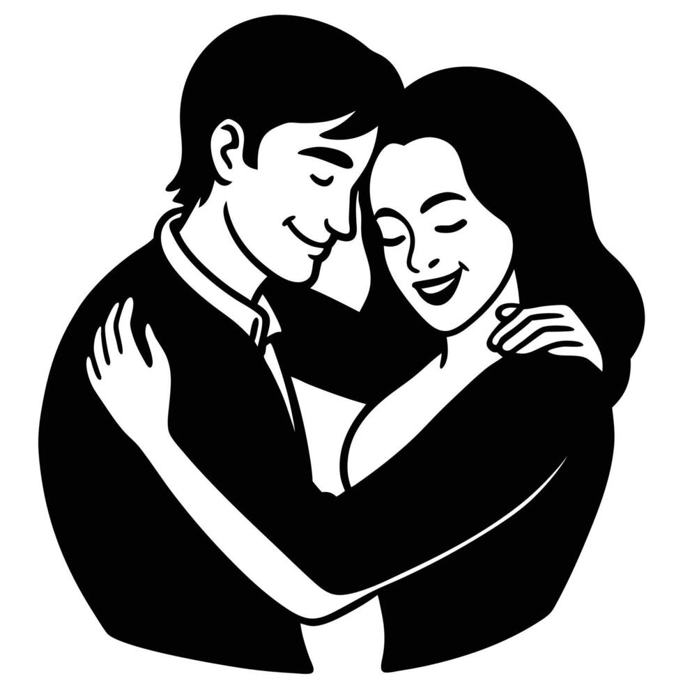 Stylized silhouette of a couple sharing joyful connection vector