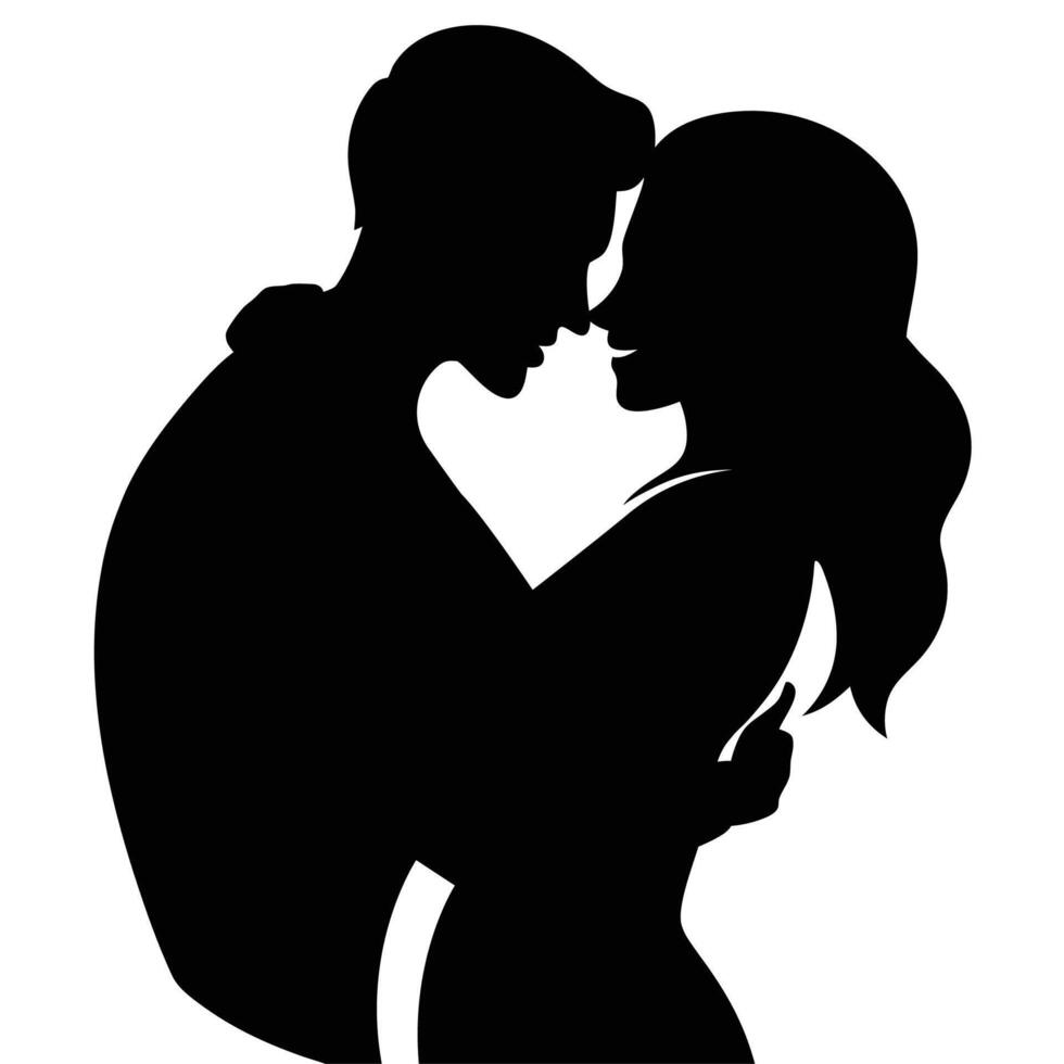 Shadowed outline of a romantic couple vector