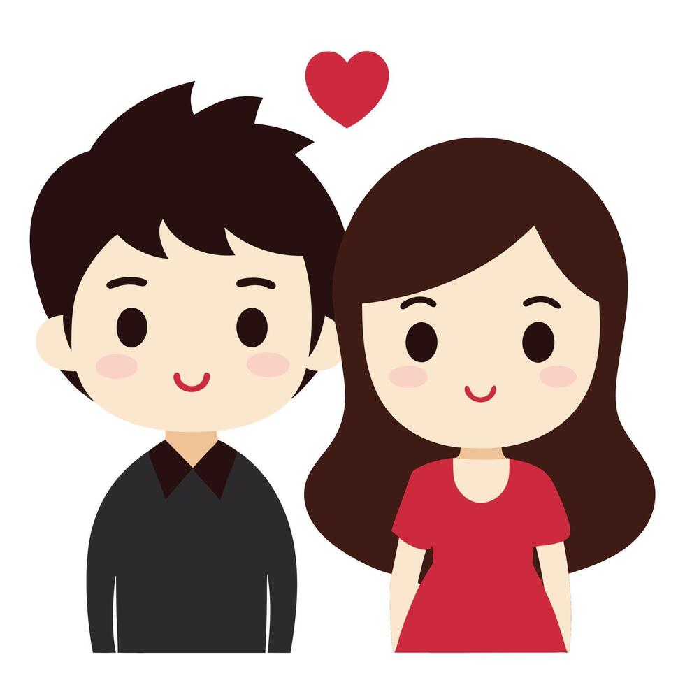 Adorable clipart of a couple showing romantic affection vector