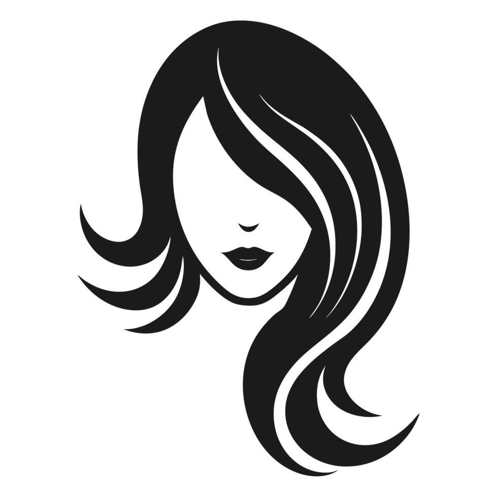 Minimalist Woman Hair Icon Silhouette for modern design and beauty branding vector