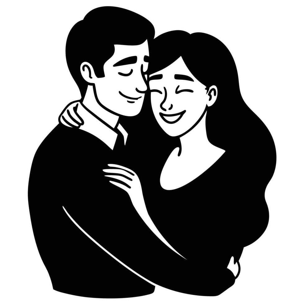 Minimalist art of smiling couple in romantic unity vector