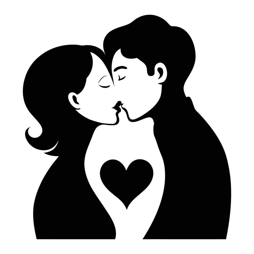 Icon of a passionate kiss between lovers vector