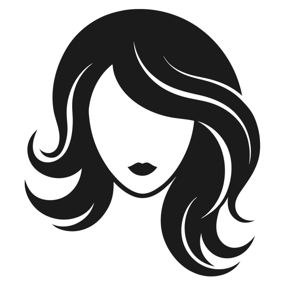 Trendy Woman Hair Icon Silhouette for creative digital projects vector