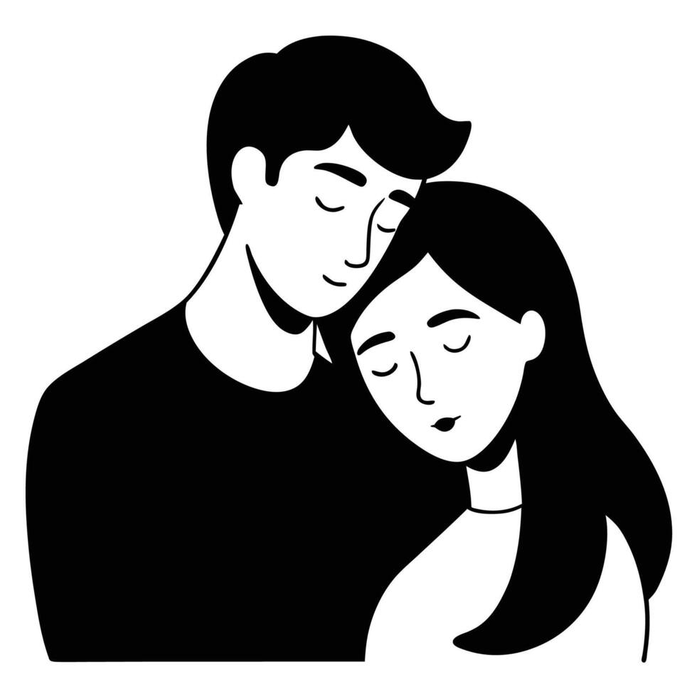 Stylish silhouette of a loving couple in embrace vector
