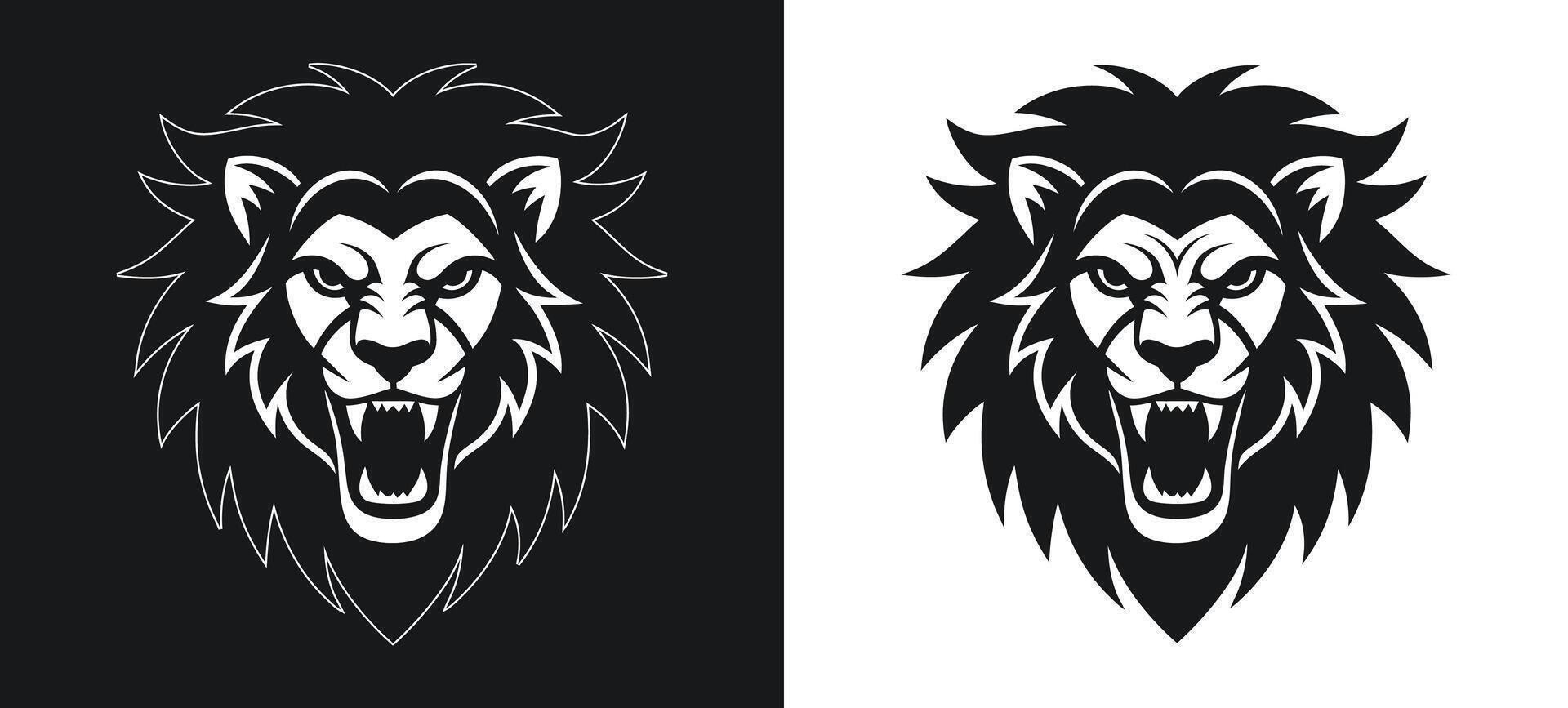 Geometric lion silhouette design vector