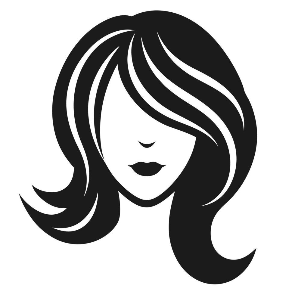 Woman Hair Icon Silhouette with flowing locks and modern style for creative design vector