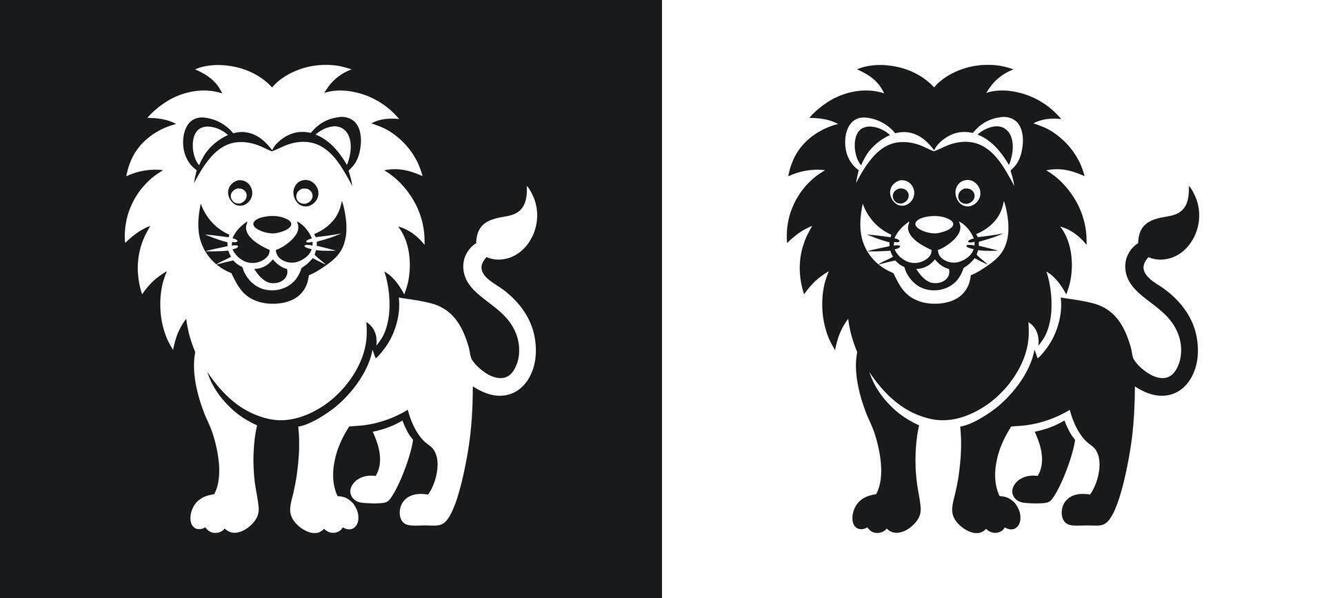 Strong and fierce lion silhouette design. vector