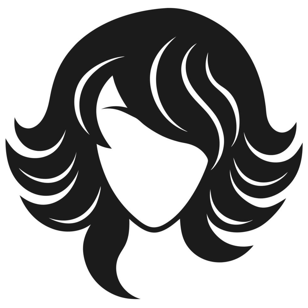 Stylish and Modern Woman Hair Icon Silhouette for branding and design vector