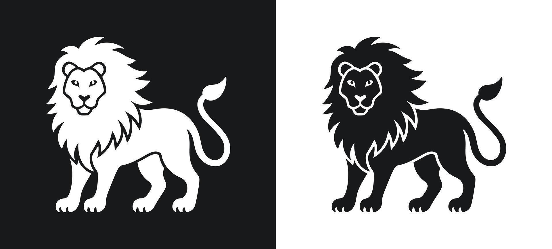 Bold and simplistic lion silhouette illustration. vector