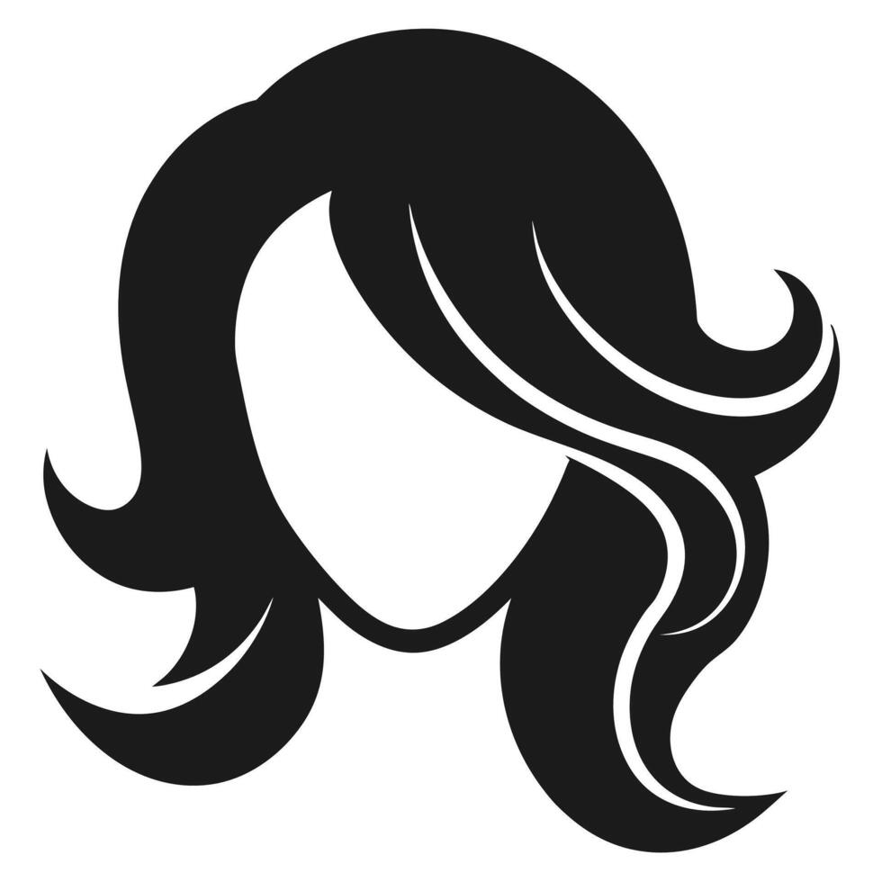 Modern Woman Hair Icon Silhouette for beauty branding and digital design vector