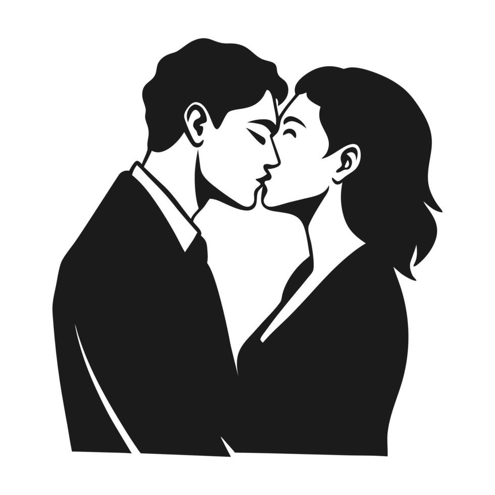 Kissing couple silhouette design vector