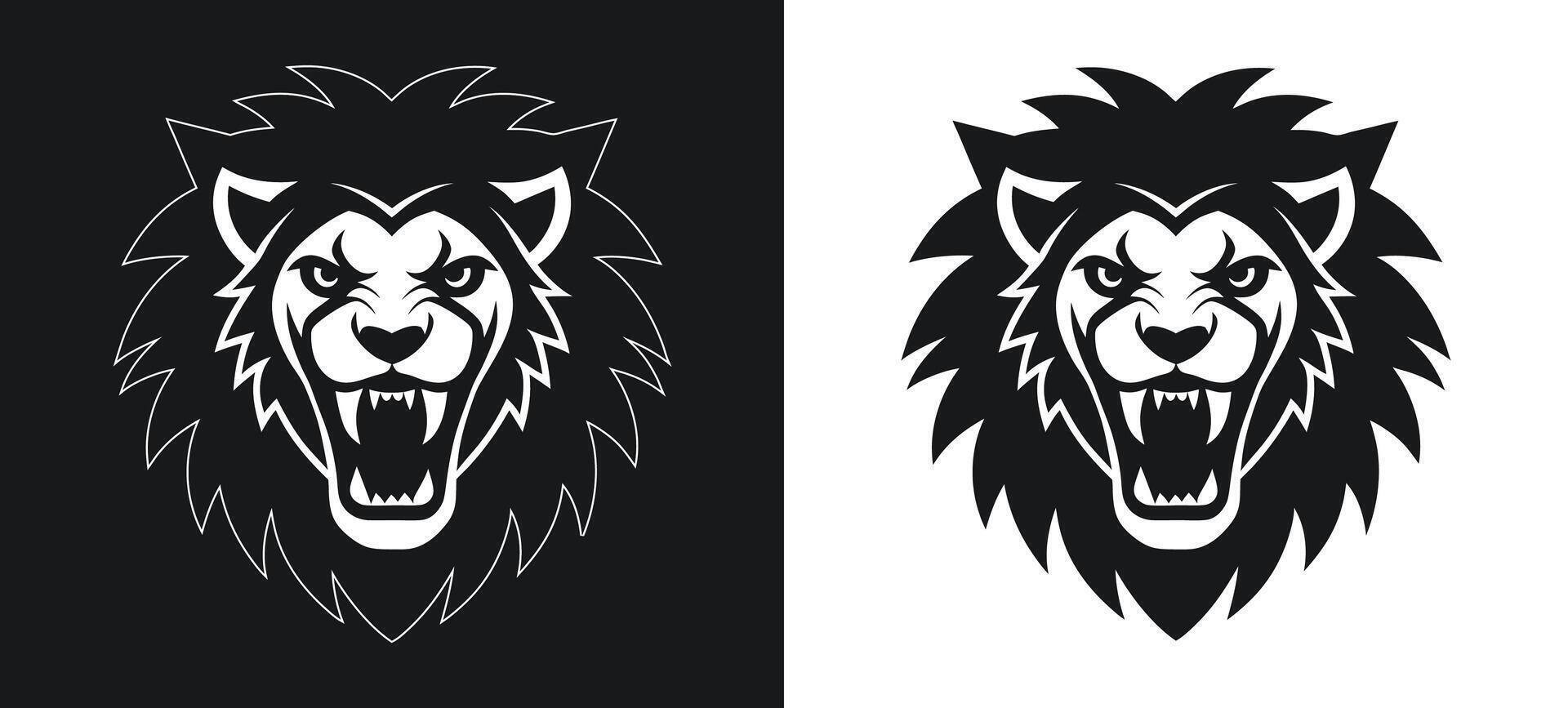Smooth and symmetrical lion silhouette icon. vector