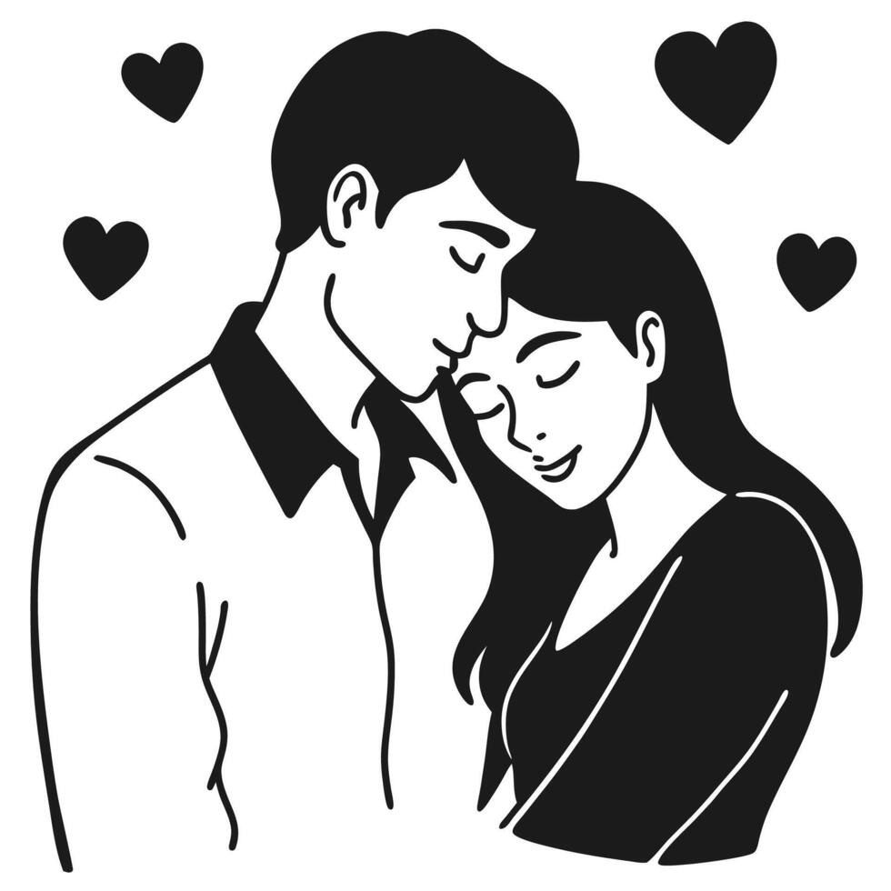 Creative silhouette of a couple showing romantic bond vector