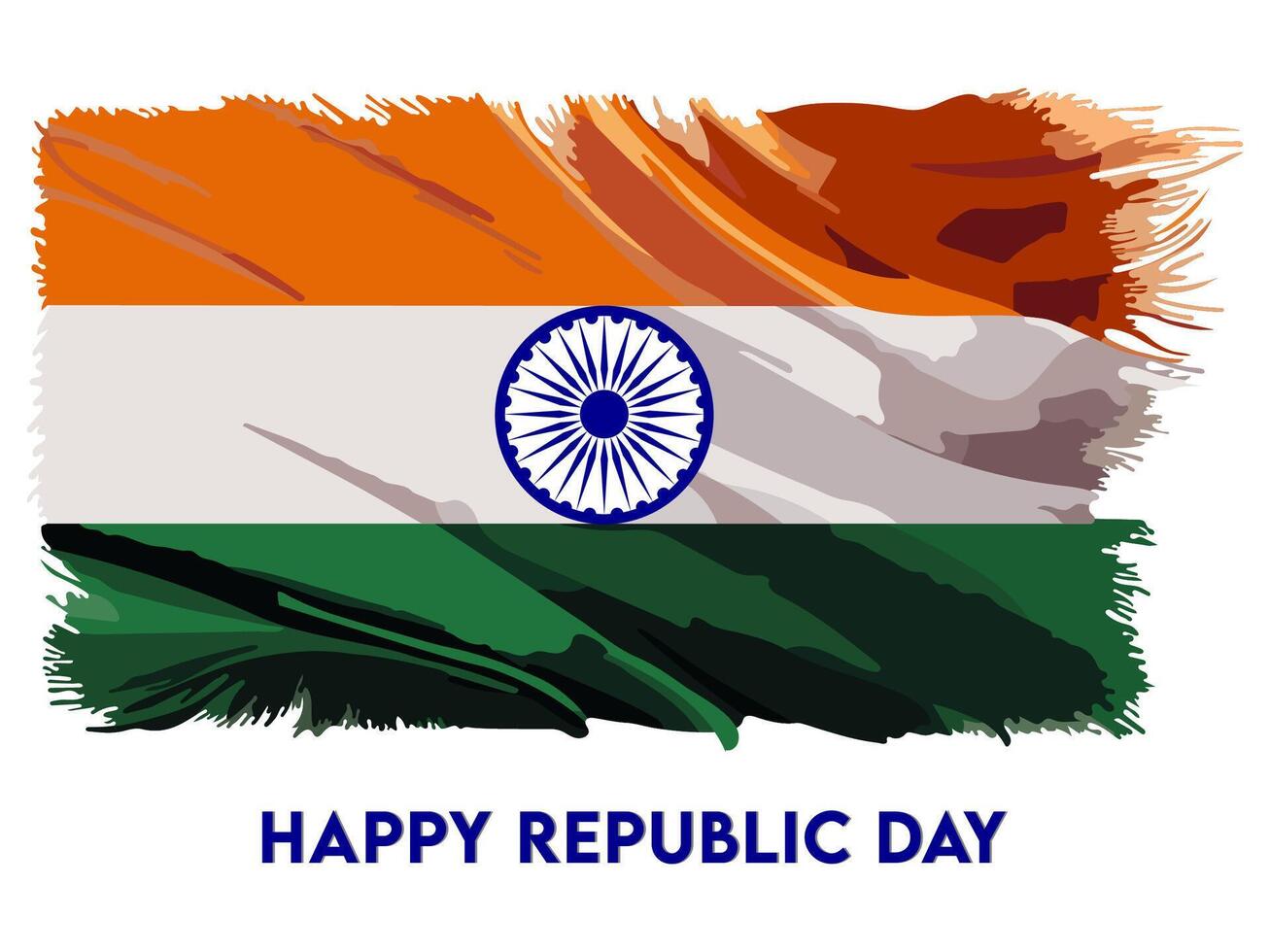 Happy Republic Day Poster Design with Indian Flag Brush Texture on White Background. vector