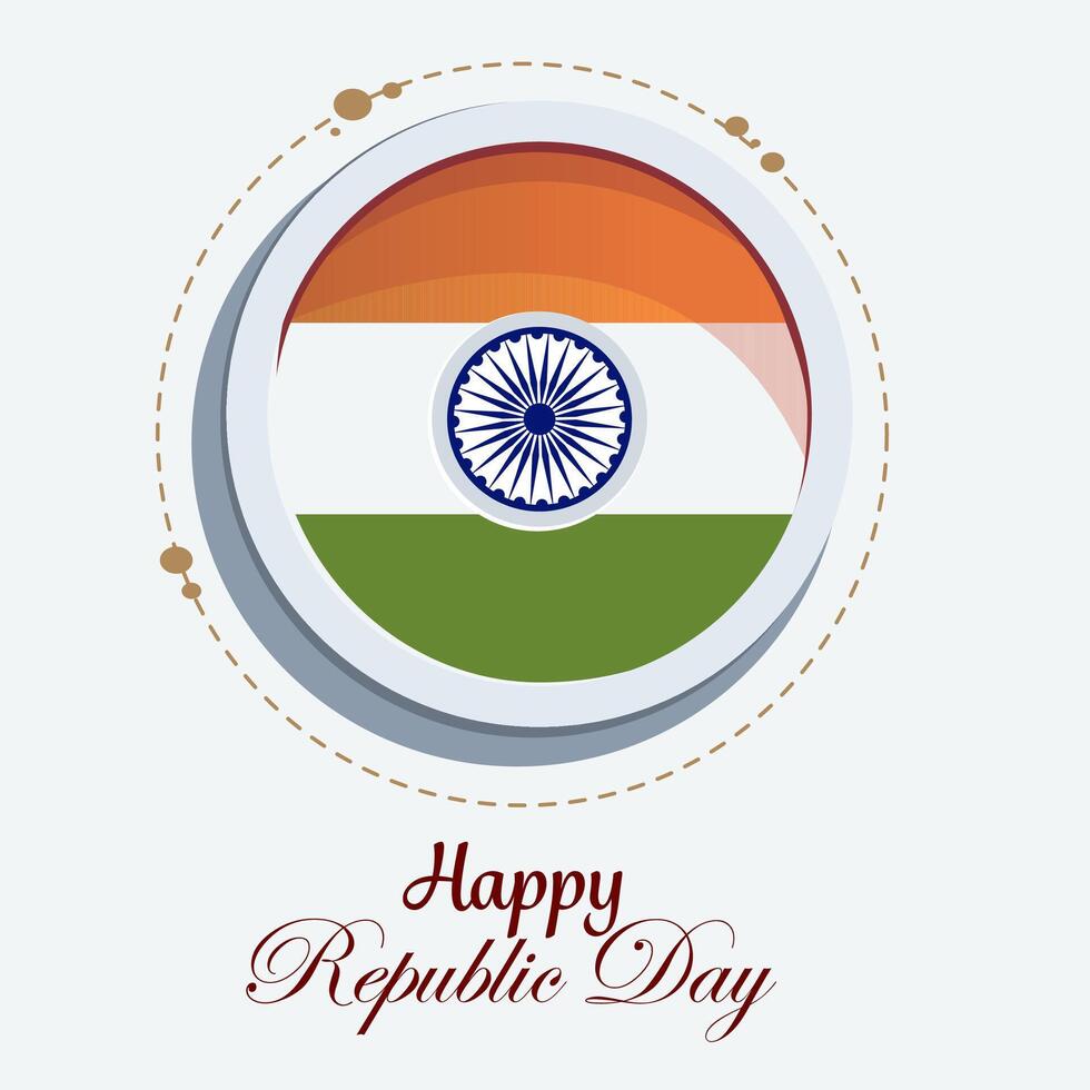 Happy Republic Day Poster Design with Indian Flag in Circle Shape. vector