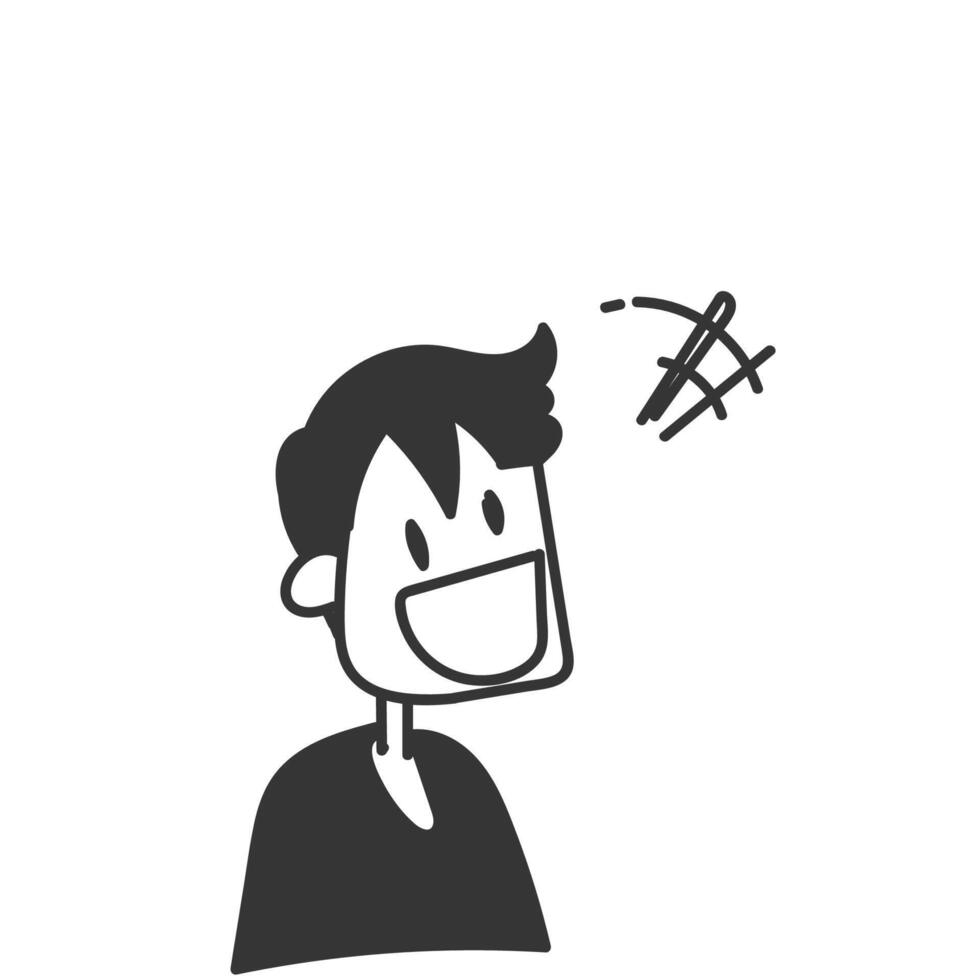 doodle man avatar laughing vector