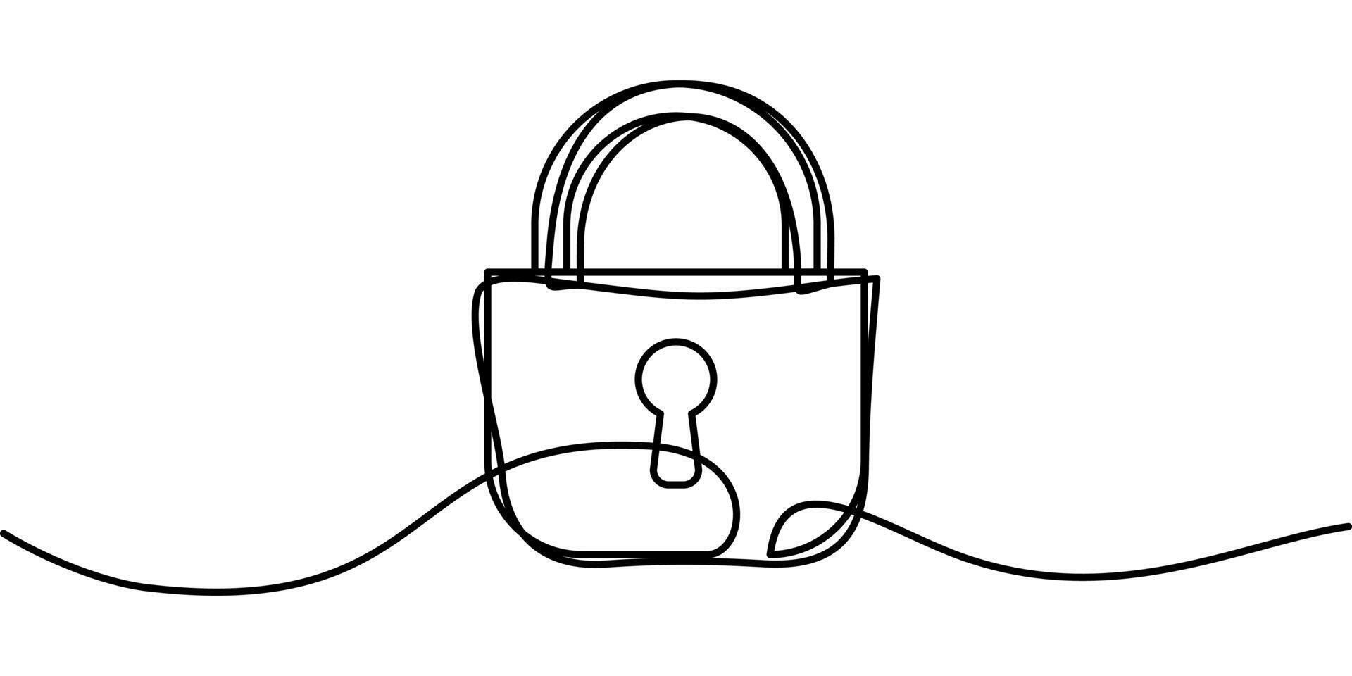 continuous line drawing of a key padlock symbol. abstract line art illustration vector