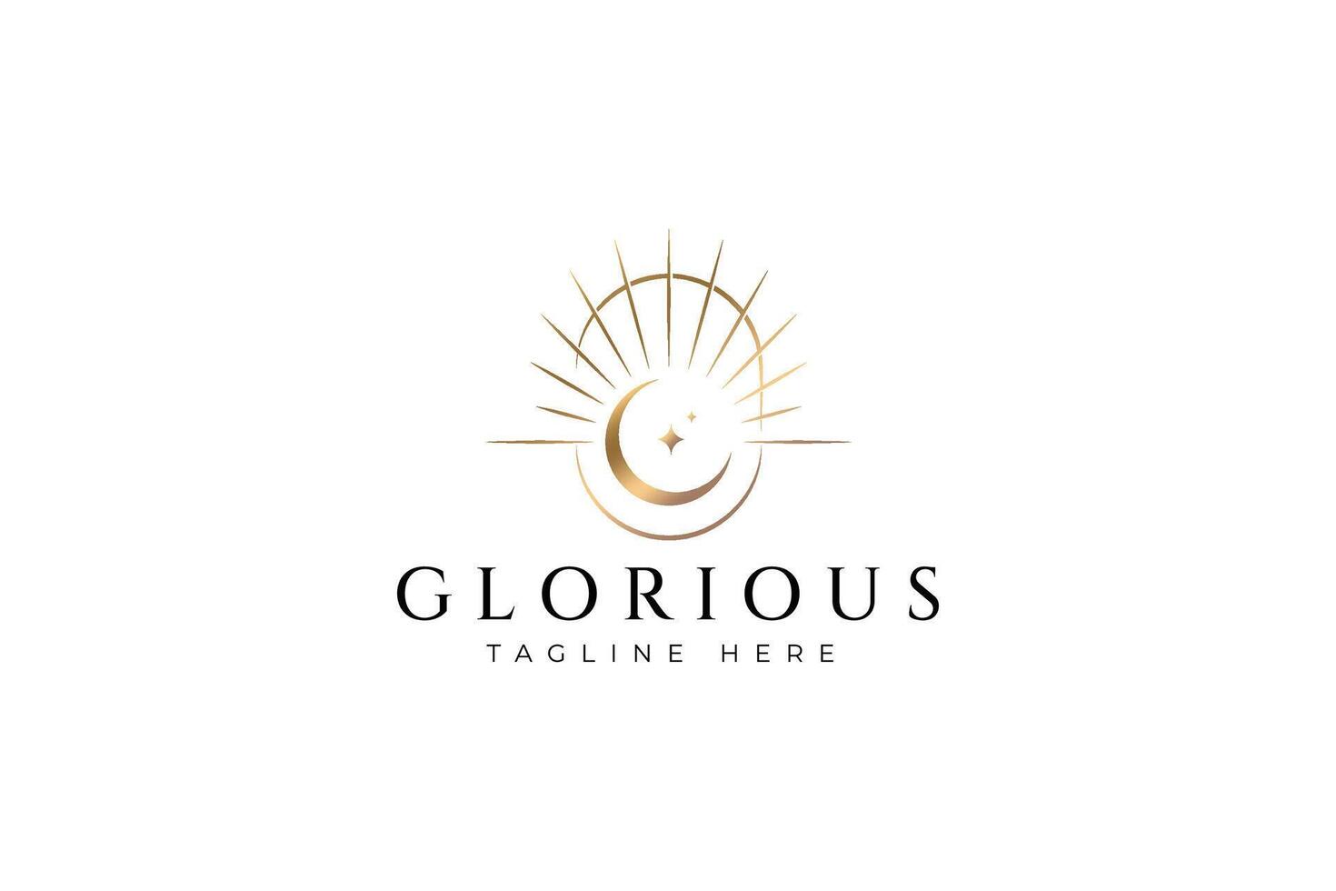 Glorious Logo Radiant Crescent Moon and Stars Emblem of Celestial Luxury vector
