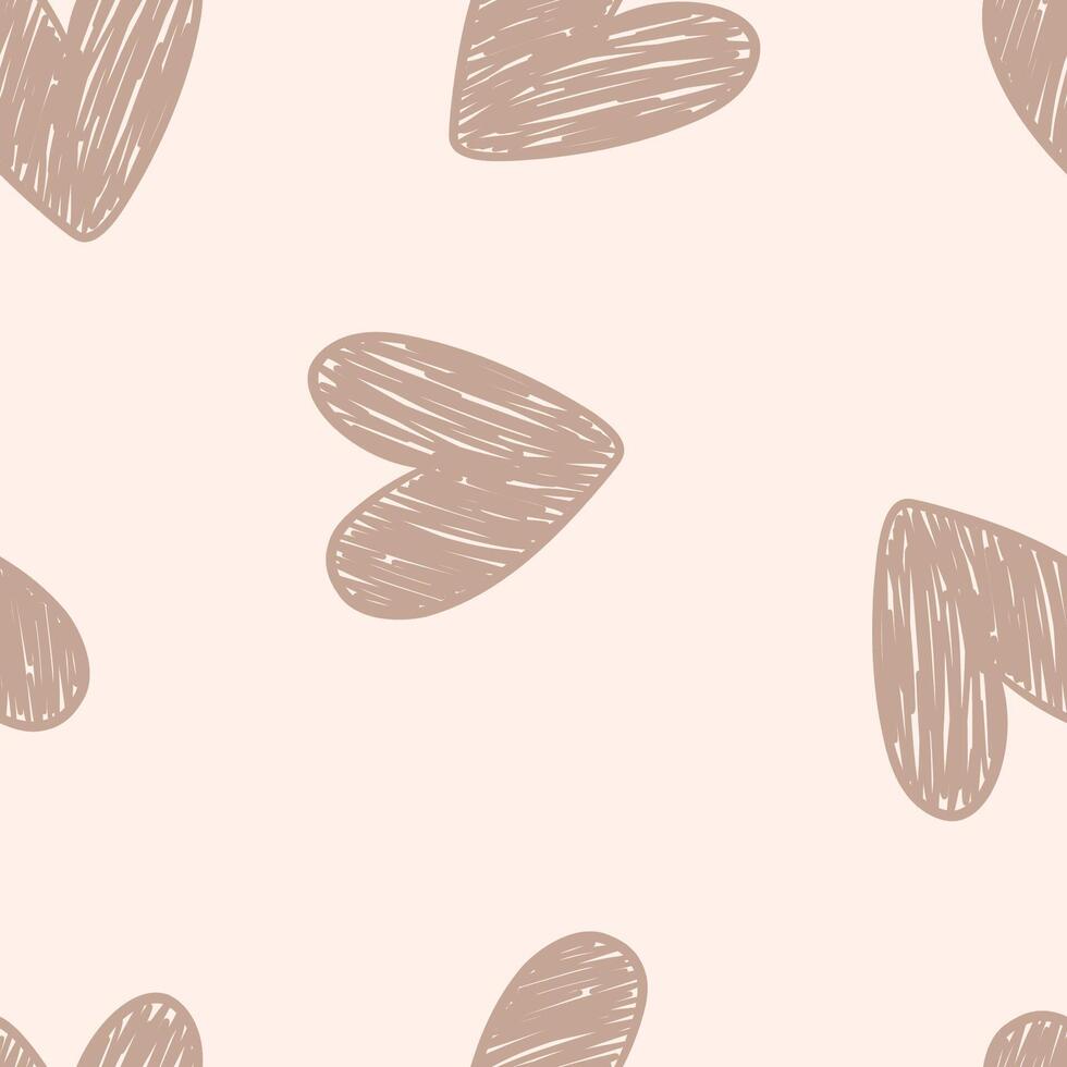 Seamless Pattern with Hand-Drawn Hearts on a Neutral Background vector
