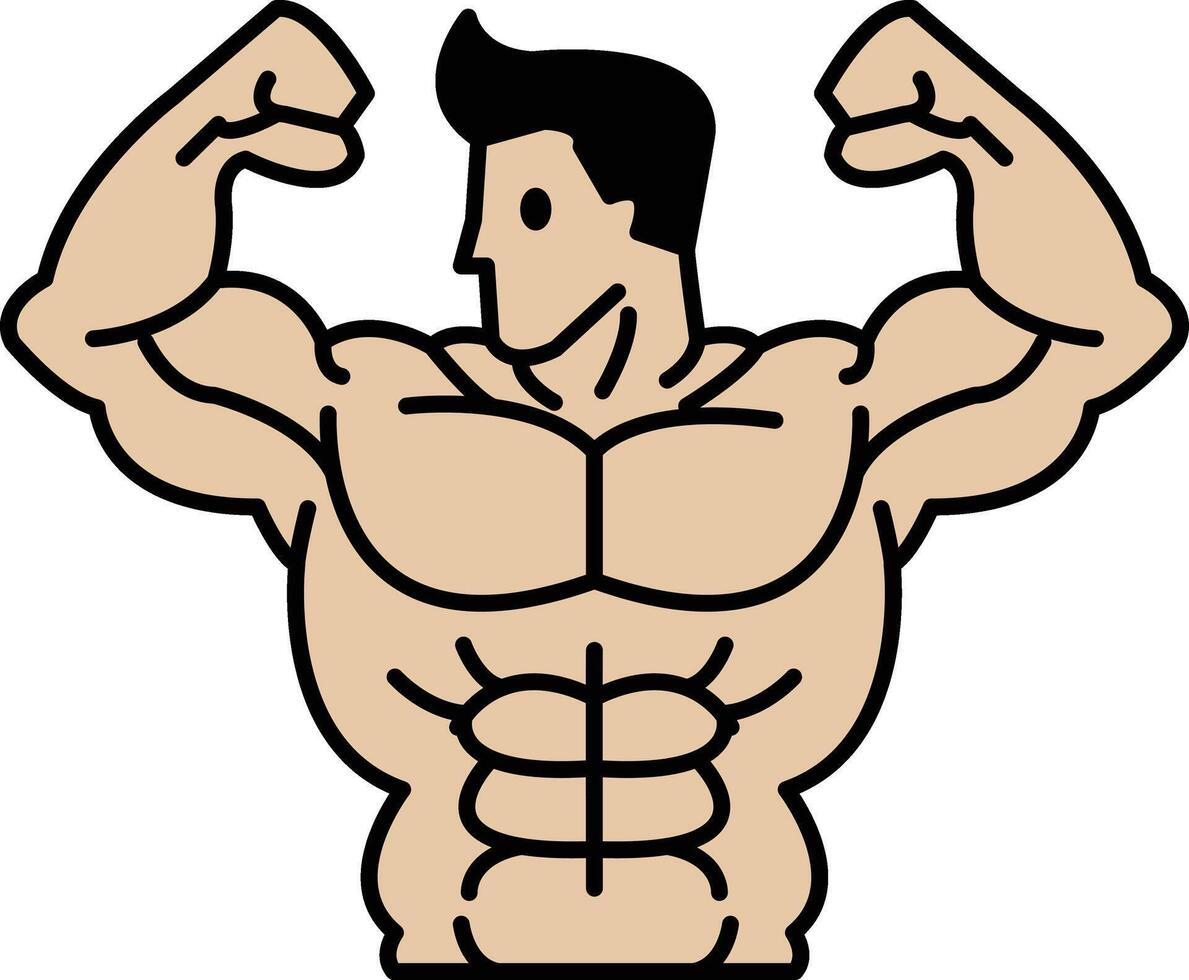 A cartoon man with a muscular build vector