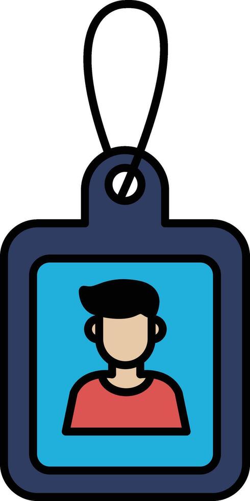 A blue tag with a man's picture on it vector
