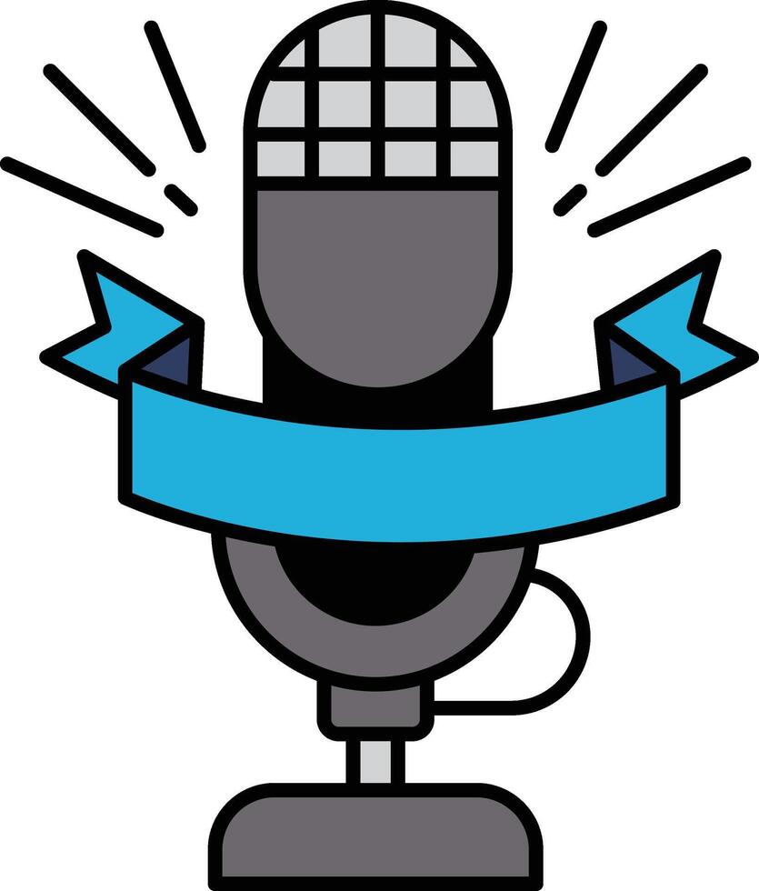 A microphone with a ribbon around it vector