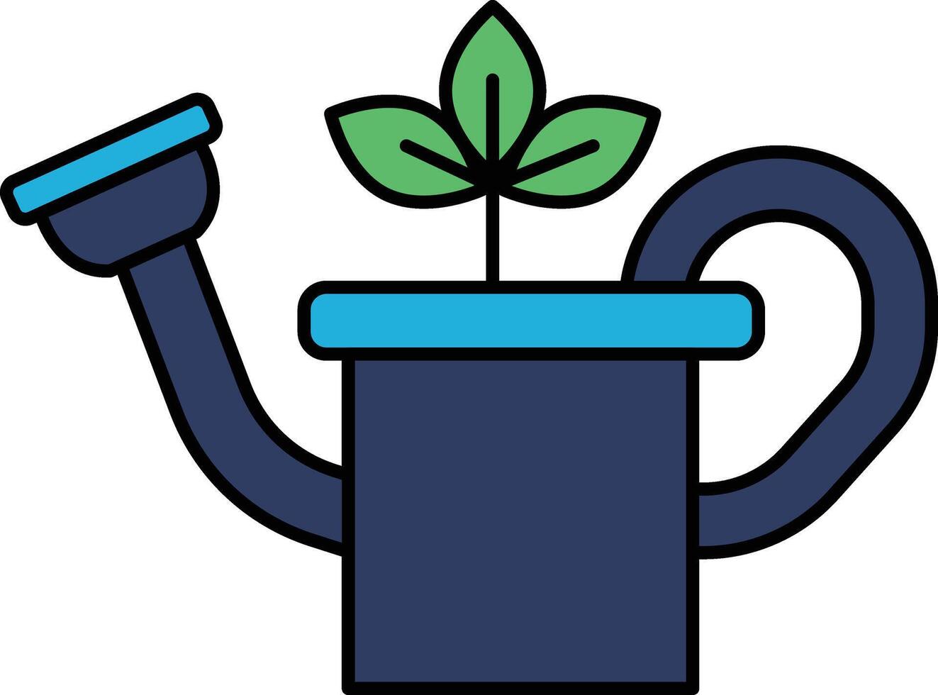 A blue watering can with a green plant in it vector
