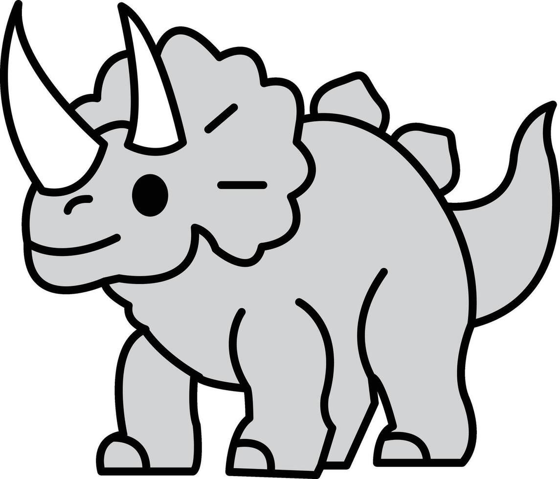 A cartoon drawing of a gray dinosaur with a horn on its head vector