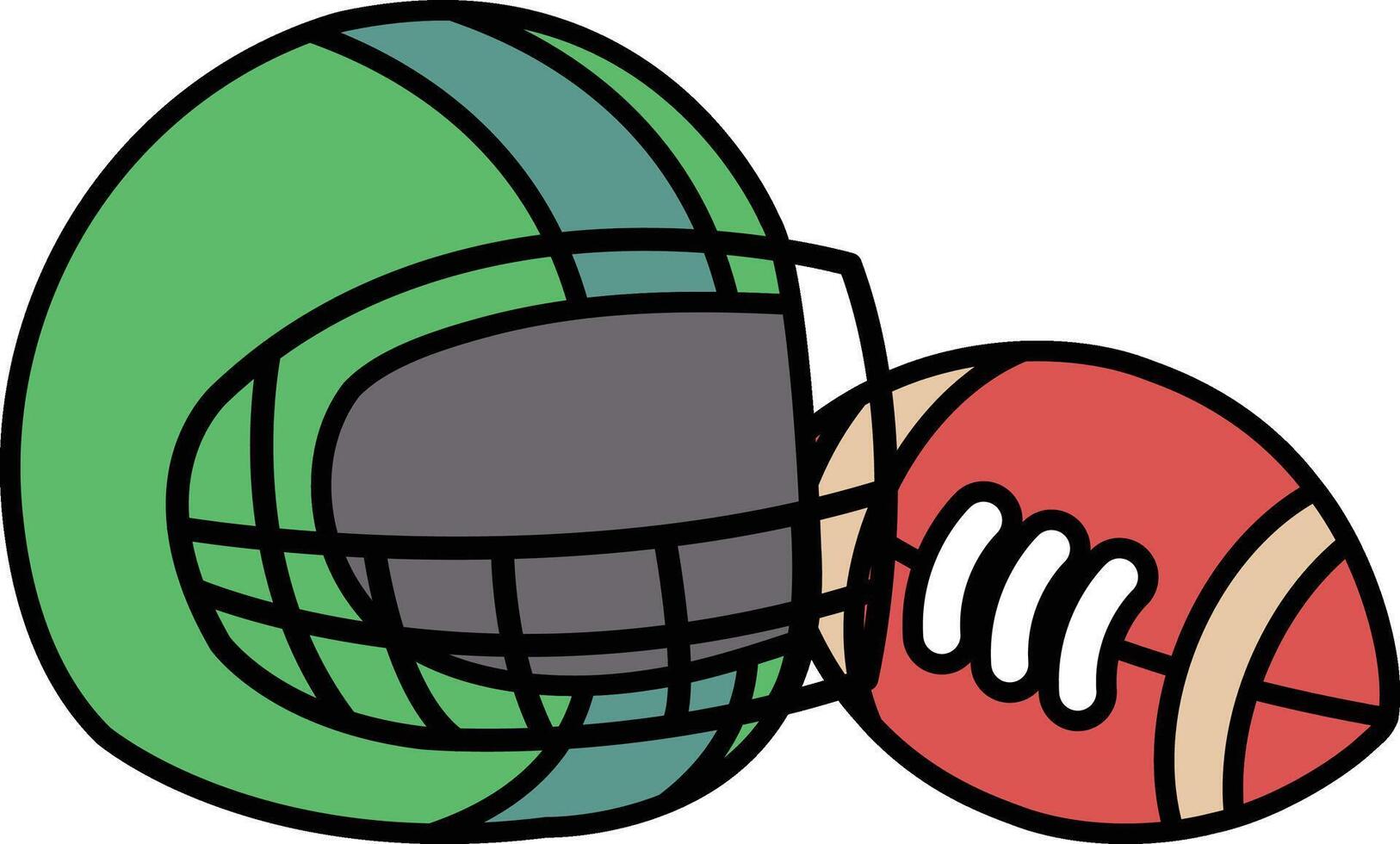 A cartoonish football helmet and football are shown next to each other vector
