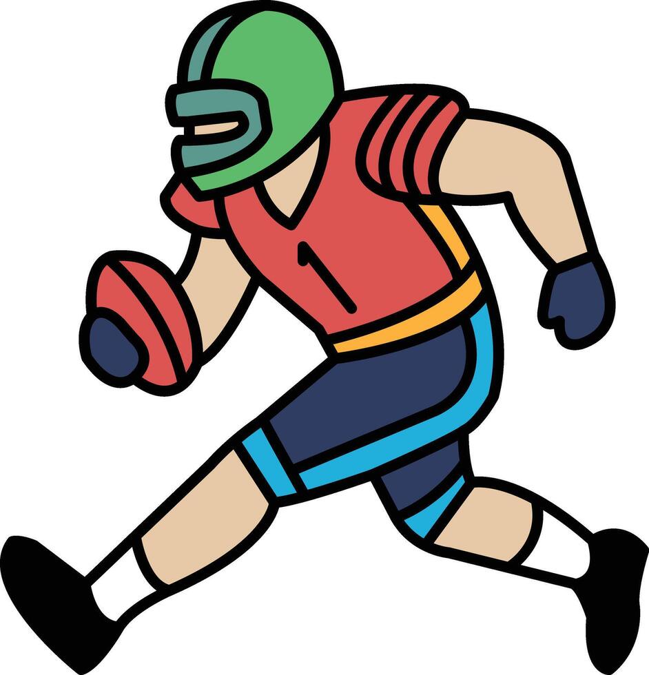 A cartoon football player is running with a football vector