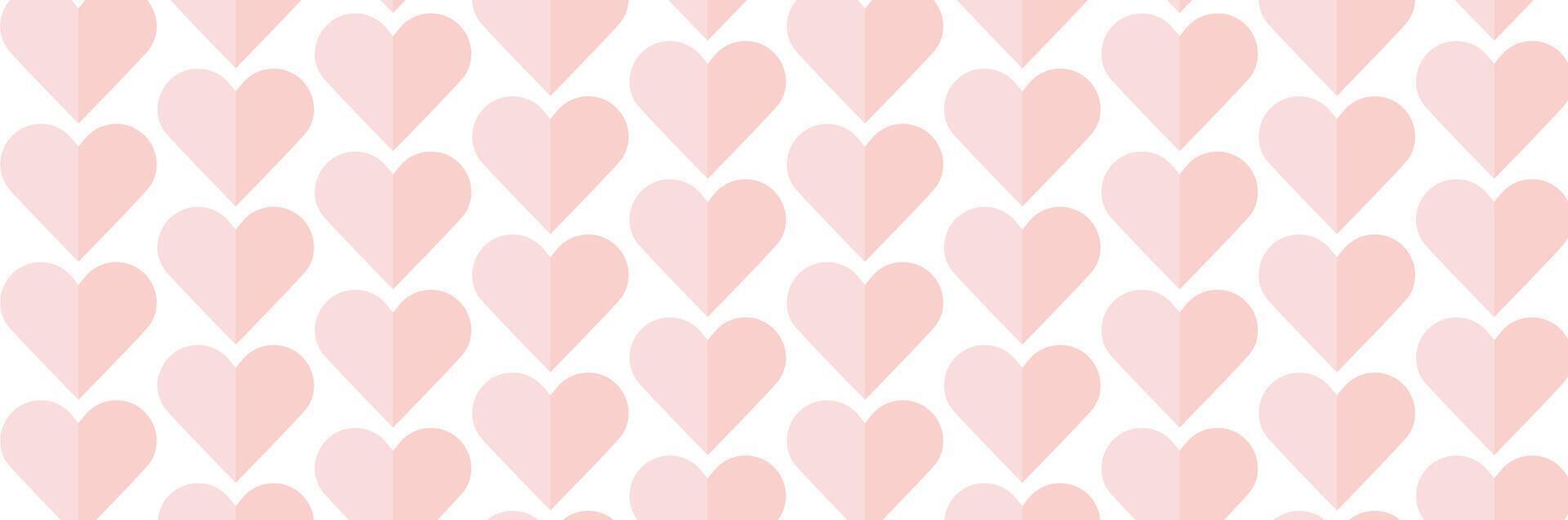 Valentine's day abstract geometric seamless pattern bauhaus. A pink and white background with hearts vector