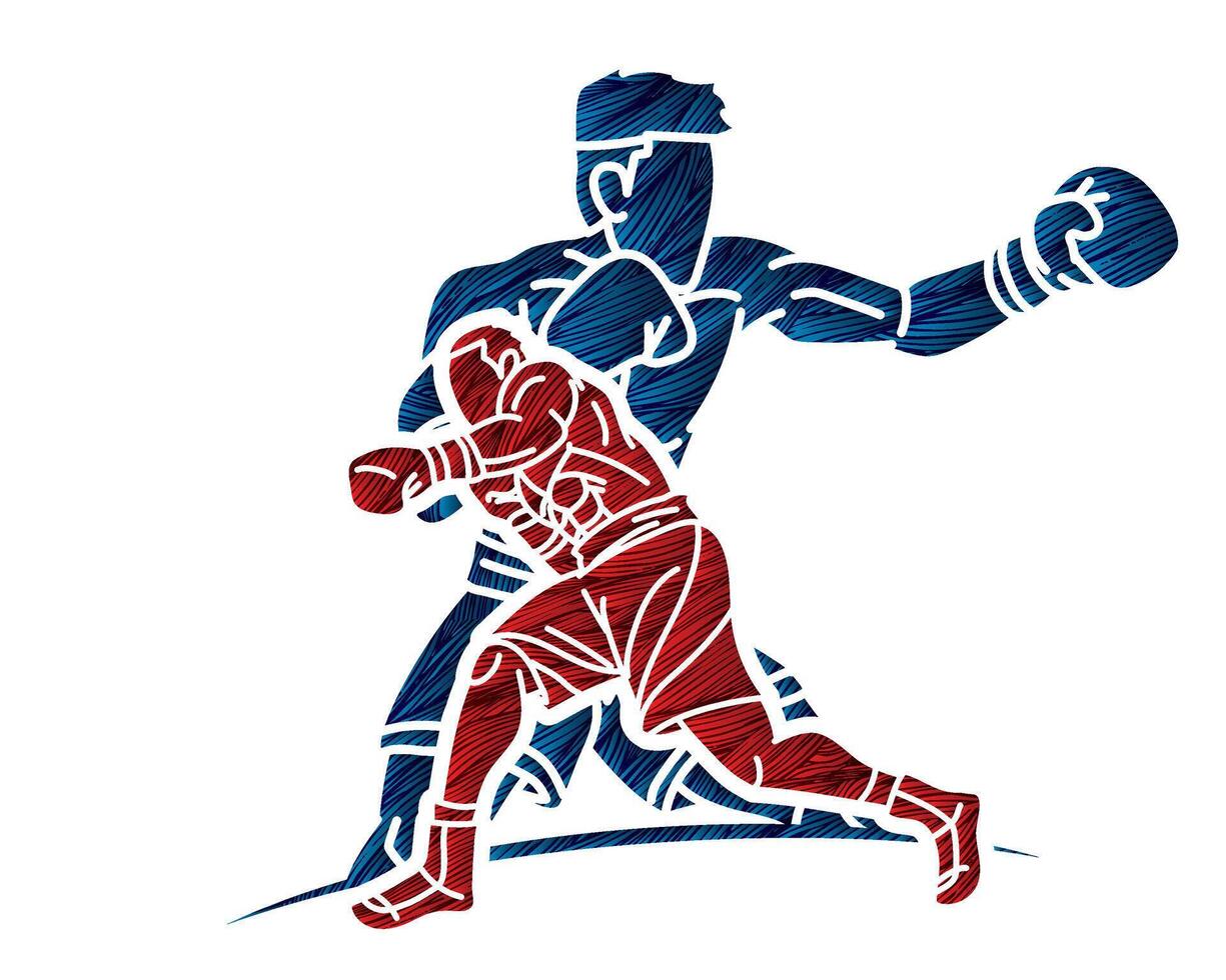 Boxer Boxing Sport Mix Kickboxing Action Cartoon Graphic vector