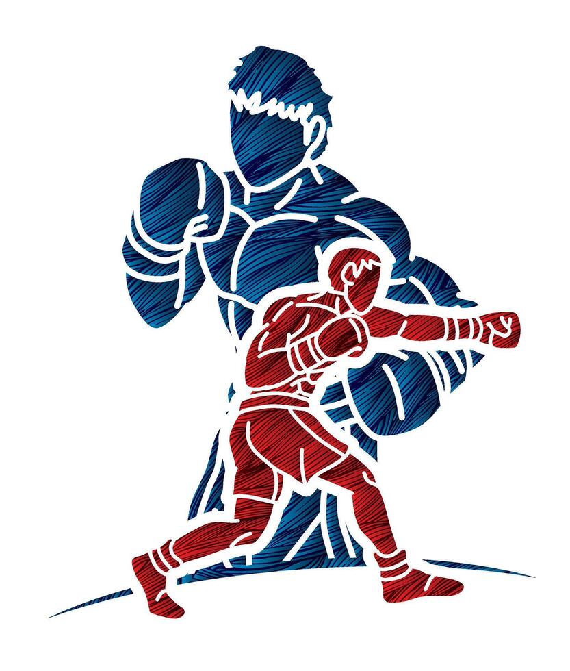 Group of Fighter Boxing Sport Mix Action Cartoon Graphic vector